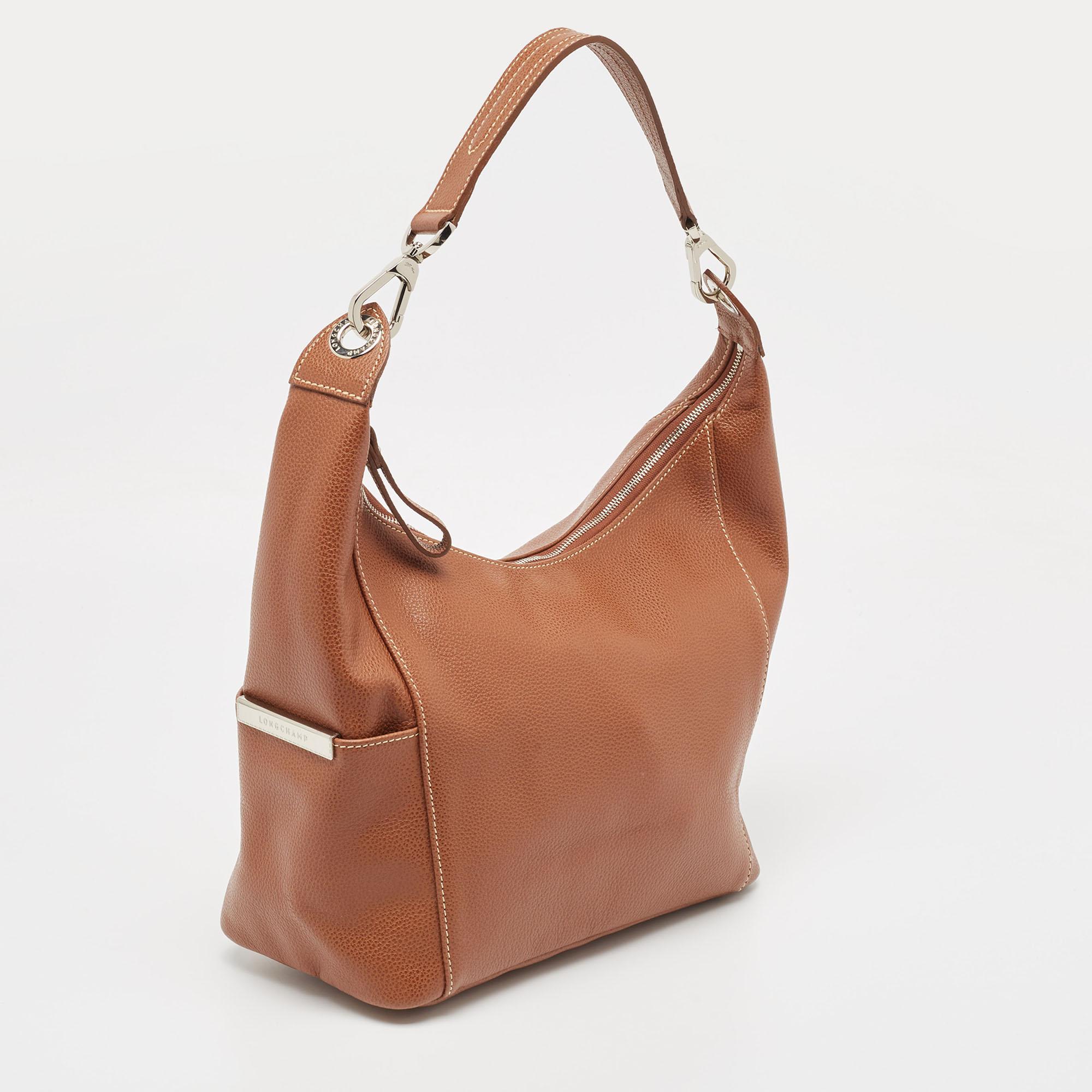 Women's Longchamp Brown Leather Le Foulonne City Bag