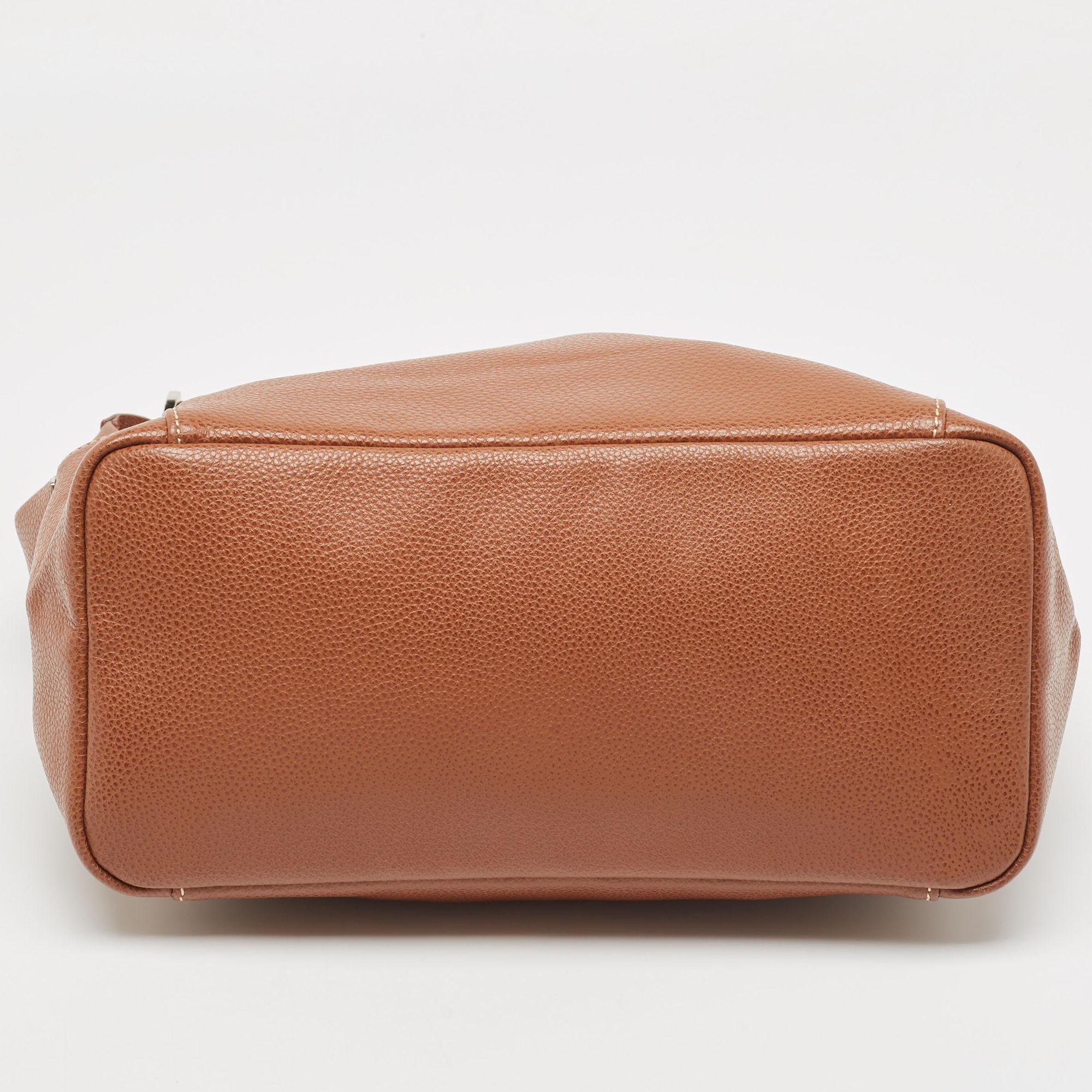 Longchamp Brown Leather Le Foulonne City Bag 1