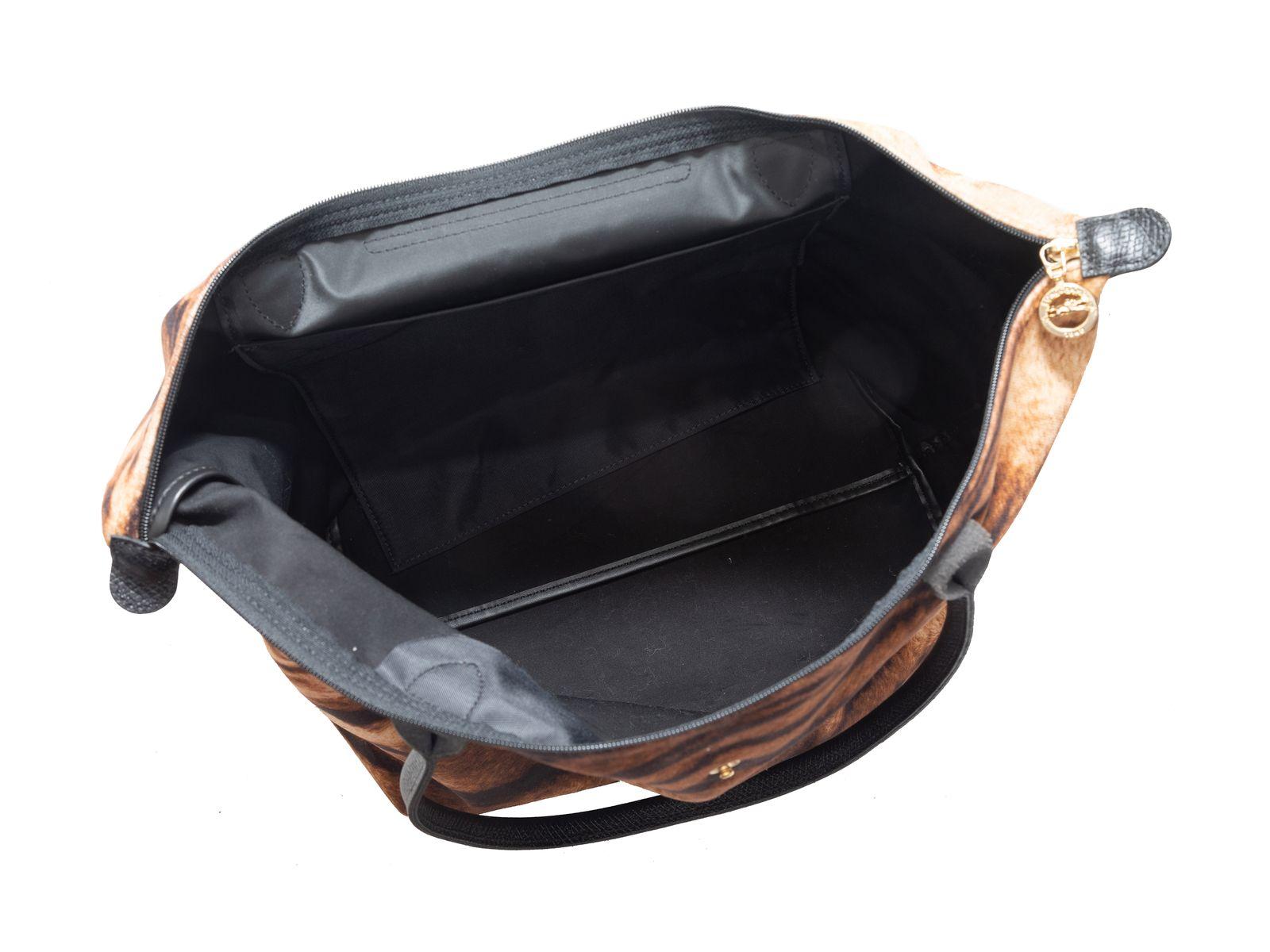 Marron Longchamp Fourre-tout Le Pliage en velours imprimé tigre brun
