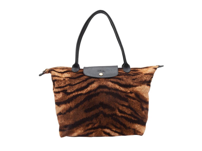 Longchamp Brown Tiger Print Velvet Le Pliage Tote For Sale at 1stDibs |  tiger print purse, longchamp le pliage brown, large le pliage tote