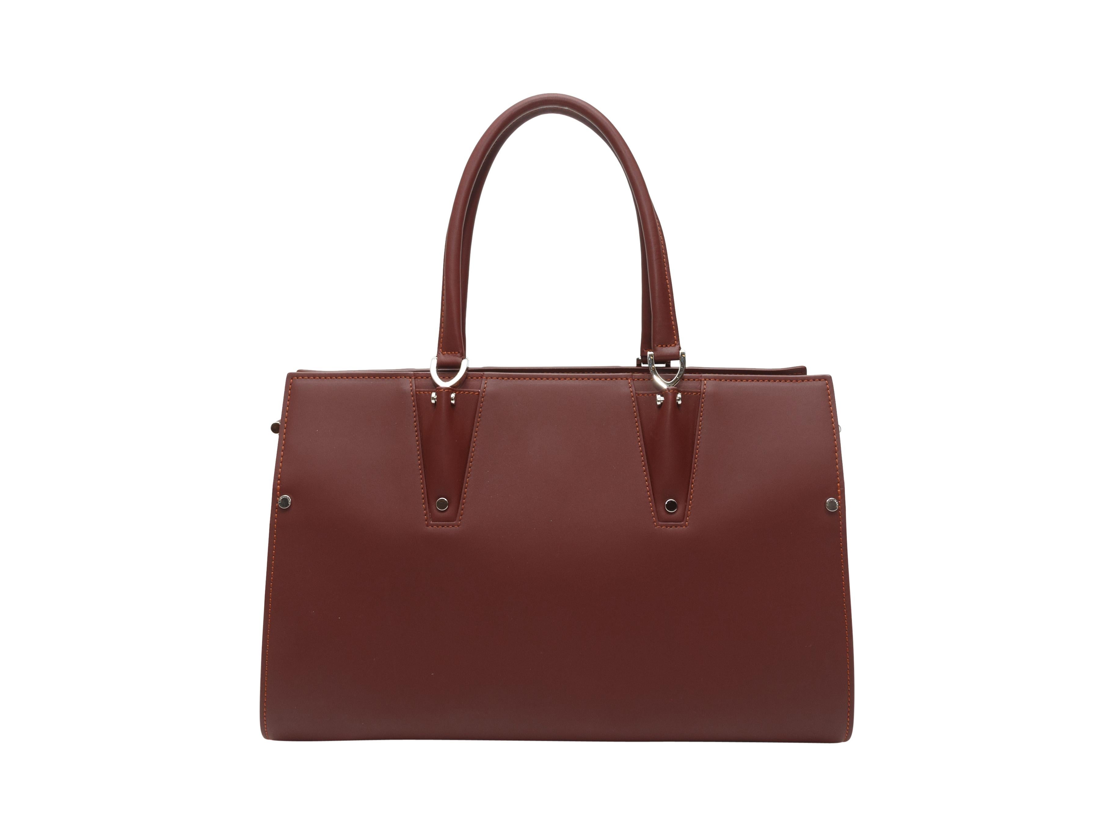 Brown Longchamp Burgundy Leather Handbag