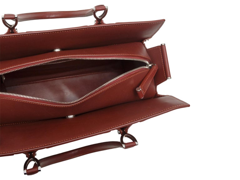 Longchamp Burgundy Leather Handbag For Sale at 1stDibs