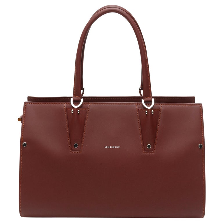 Longchamp Burgundy Leather Handbag For Sale at 1stDibs
