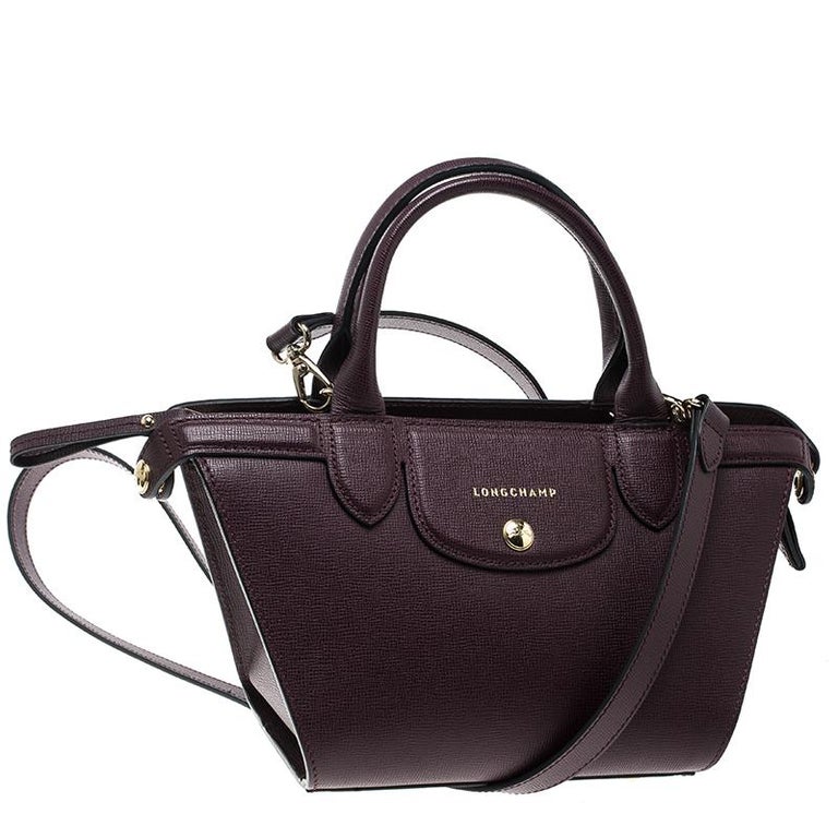 Longchamp Burgundy Leather Small Le Pliage Heritage Tote at 1stDibs