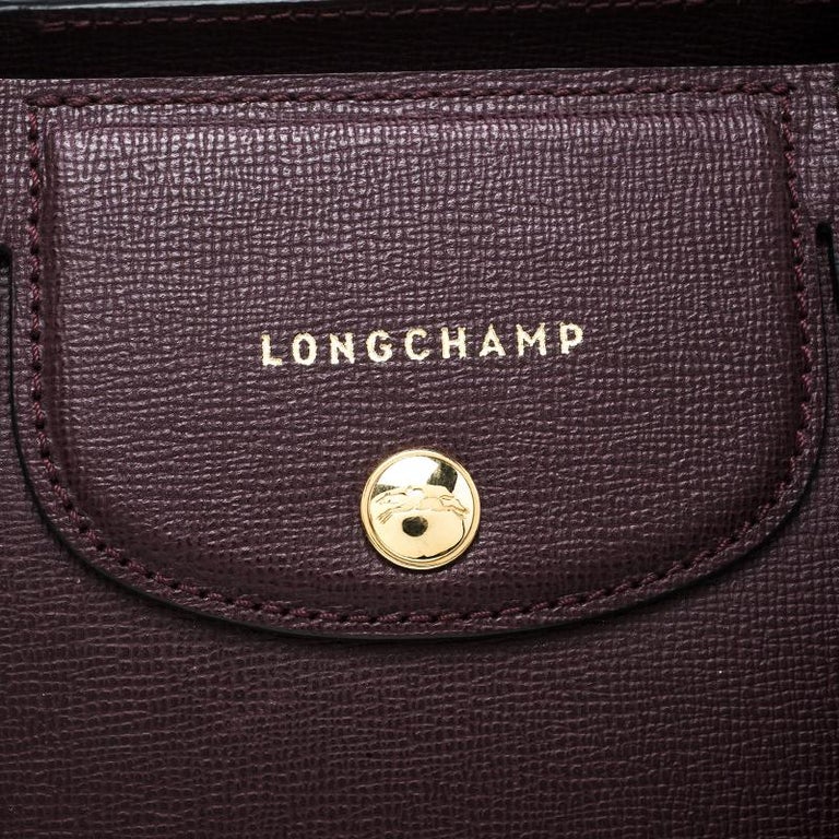 Longchamp Burgundy Leather Small Le Pliage Heritage Tote at 1stDibs