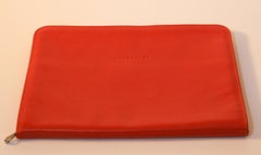 Longchamp Burnt Orange Leather Laptop Case