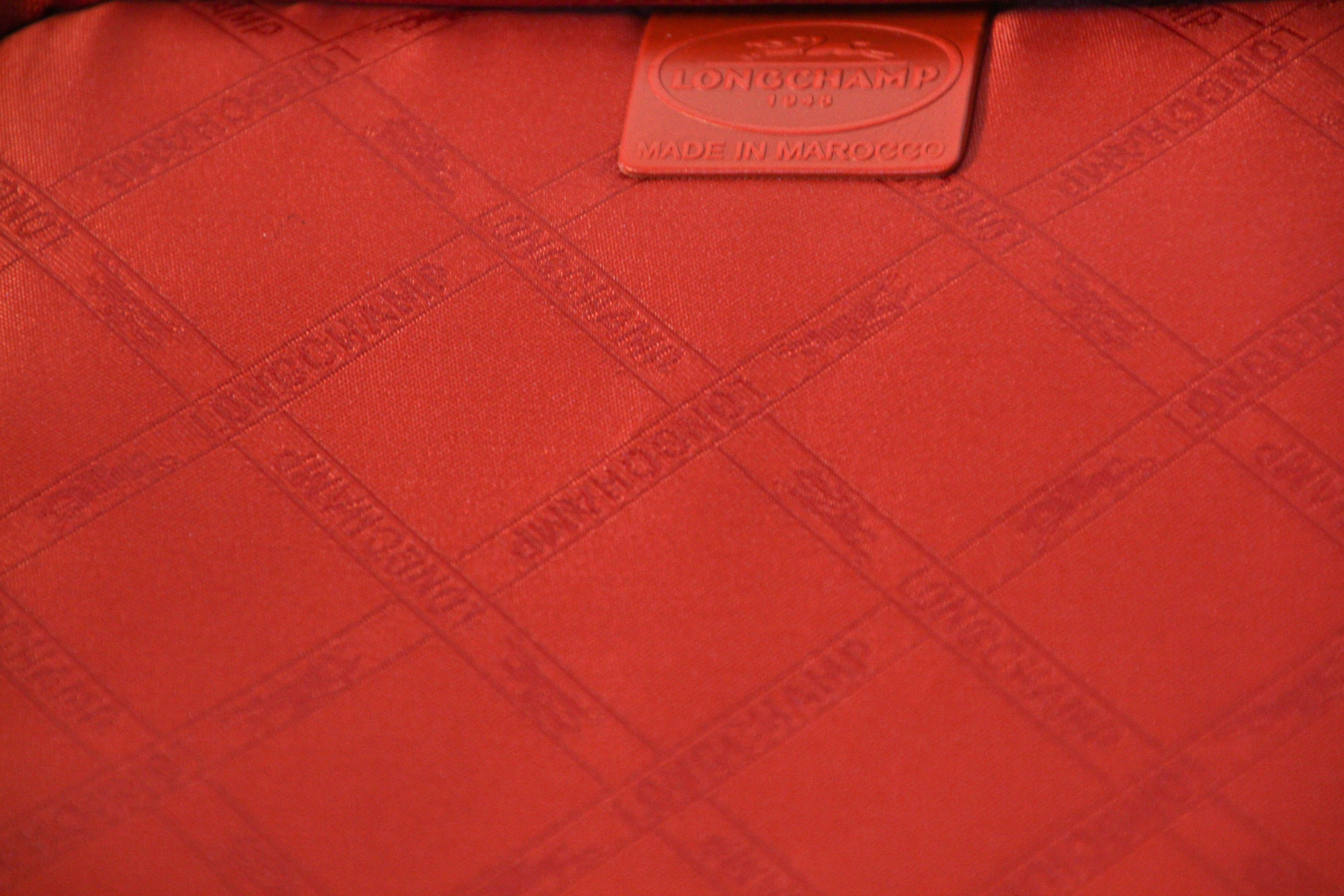 Red Longchamp Burnt Orange Leather Laptop Case