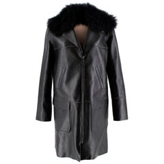 Longchamp Cashmere Lined Leather Coat with Calf Hair - Size US 8