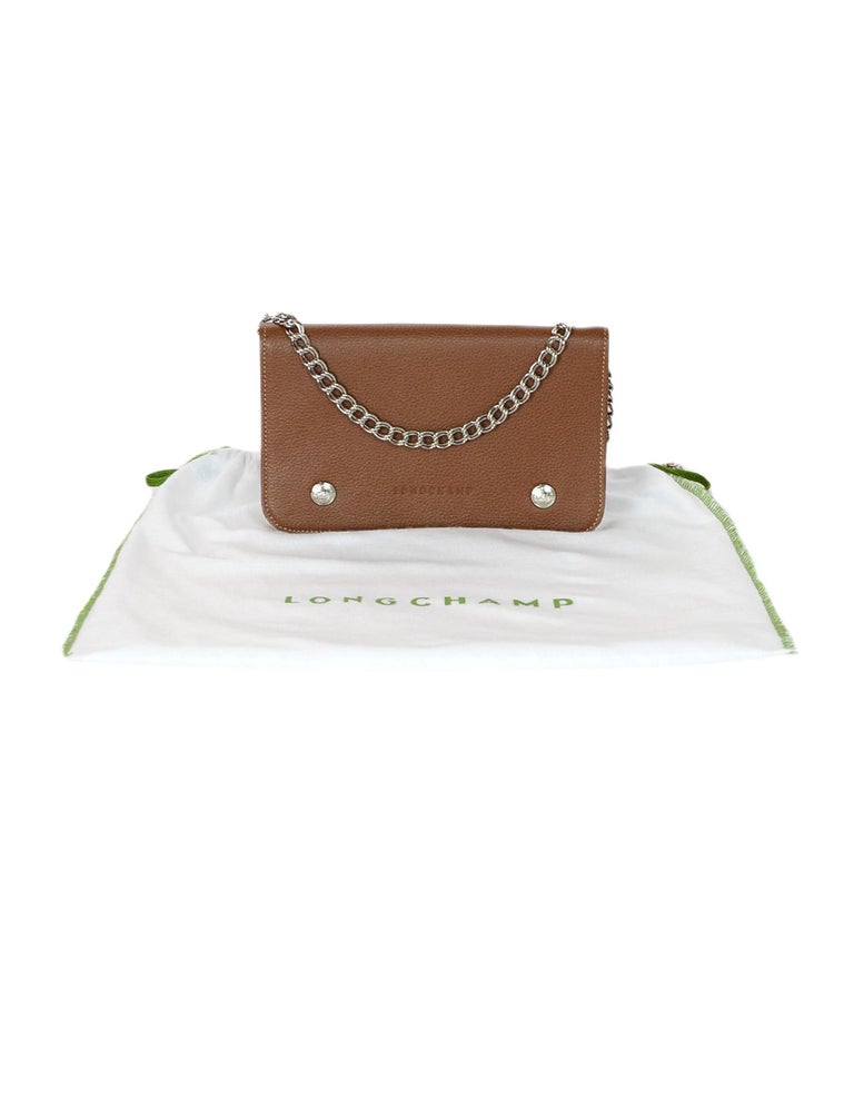 Longchamp Le Foulonne Leather Wallet-On-Strap Crossbody Clutch Cypress  Green New