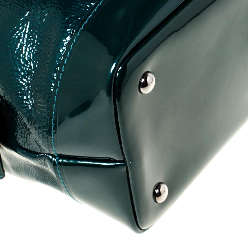Longchamp - Sac à main légende en cuir verni vert foncé 2