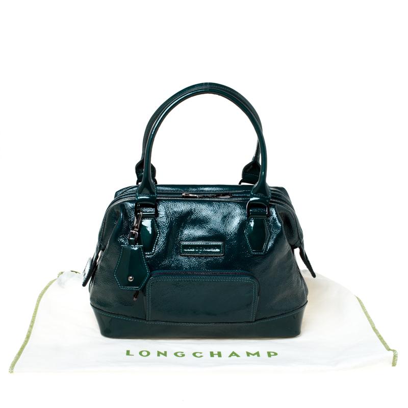 Longchamp - Sac à main légende en cuir verni vert foncé 3
