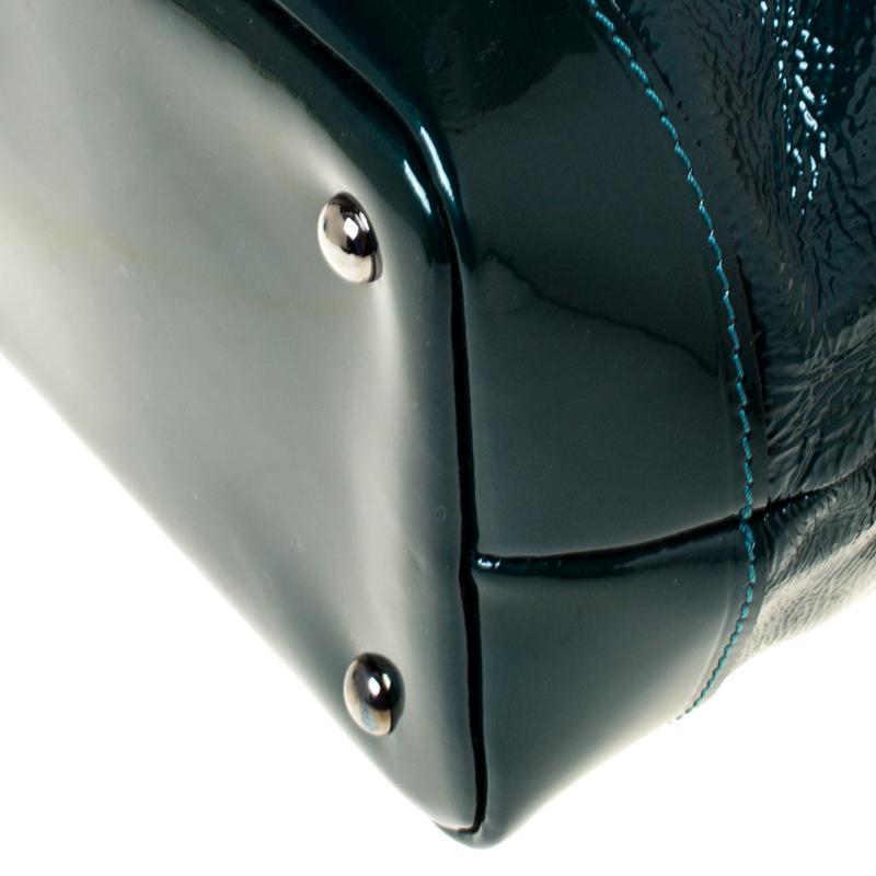 Longchamp - Sac à main légende en cuir verni vert foncé 1