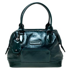 Longchamp - Sac à main légende en cuir verni vert foncé