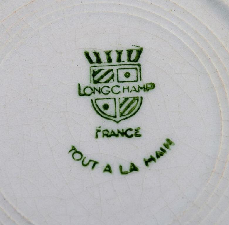 French Longchamp, France, 10 Plates in Glazed Faience with Striped Decoration