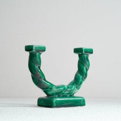 Longchamp France Elegant Green Candle Holder 1950s