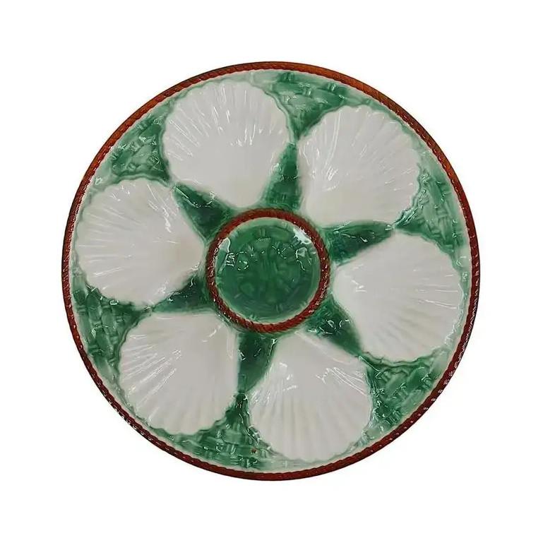 Art Déco Set di ostriche in ceramica artistica francese Longchamps, 1920 in vendita