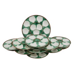 Longchamp French Art Majolica Ceramic Oyster Set, 1930s