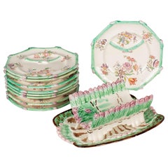 Longchamp French Majolica Asparagus Plates and Serving Set