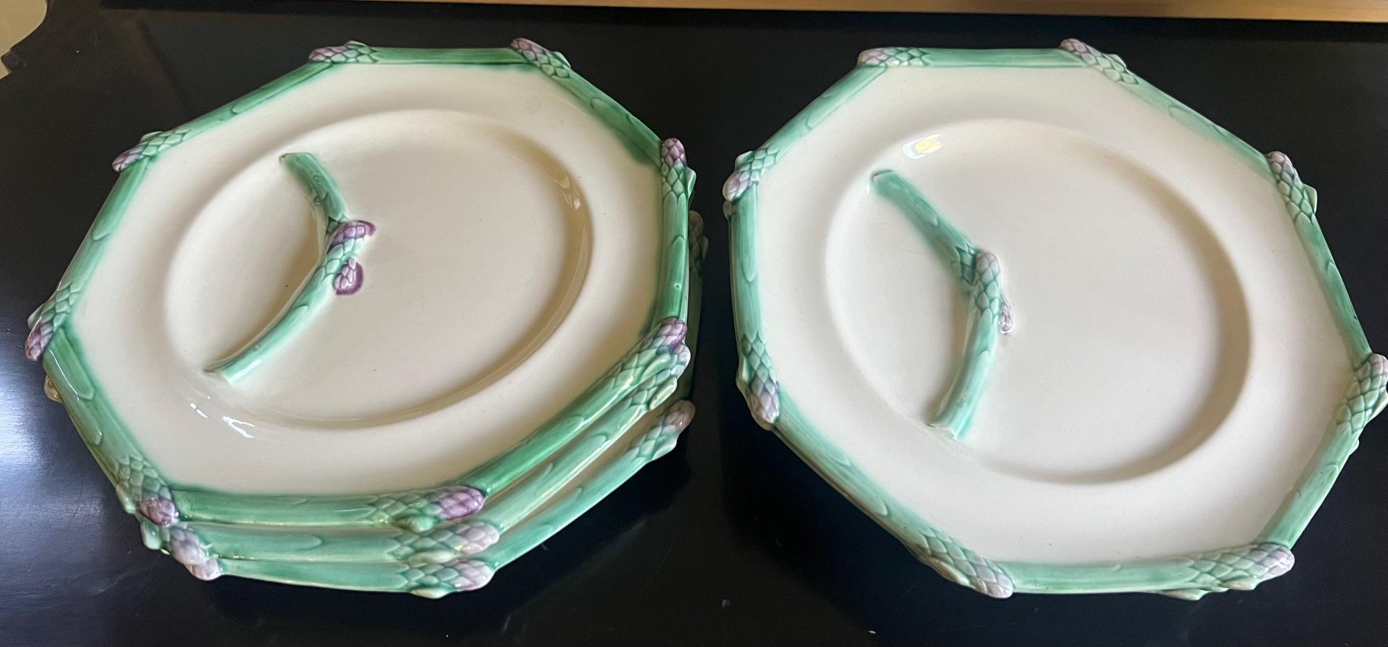 Longchamp French Octagonal Asparagus Plate Set of 6, C. 1920's 4