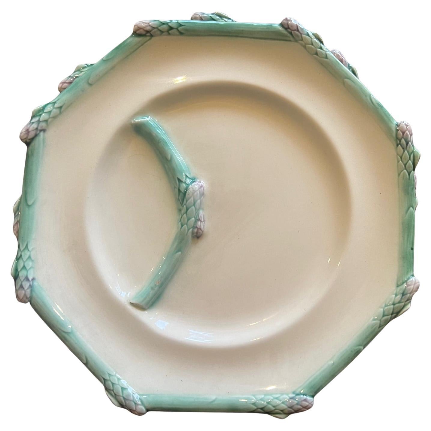 French Provincial Longchamp French Octagonal Asparagus Plate Set of 6, C. 1920's