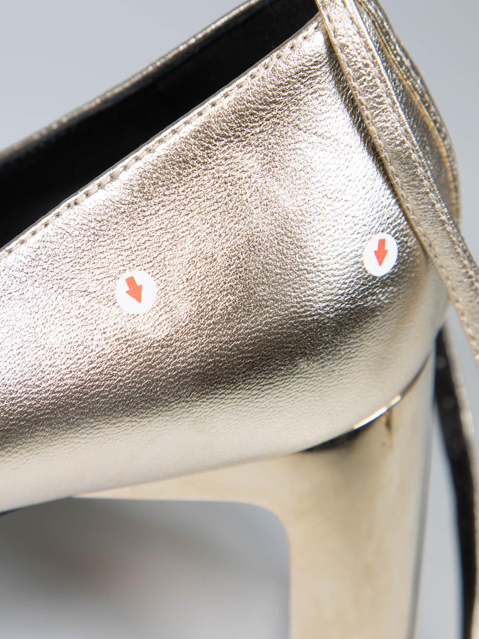 Longchamps Pumps con cinturino alla caviglia in pelle oro taglia IT 39 5