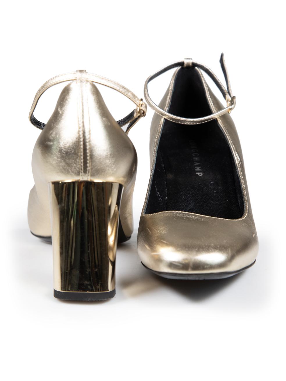 Oro Longchamps Pumps con cinturino alla caviglia in pelle oro taglia IT 39