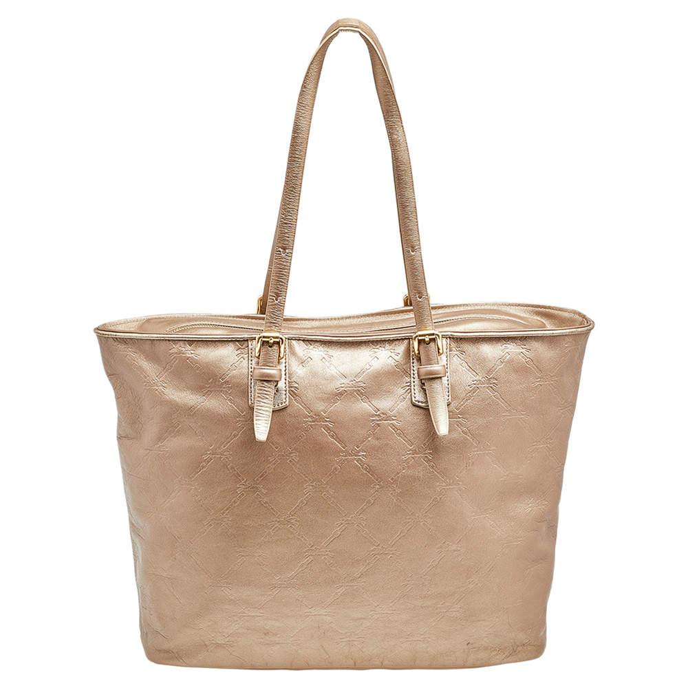 Or Longchamp grand cabas de shopping en cuir doré LM Cuir