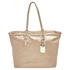 Longchamp Gold Leather Large LM Cuir Shopping Tote