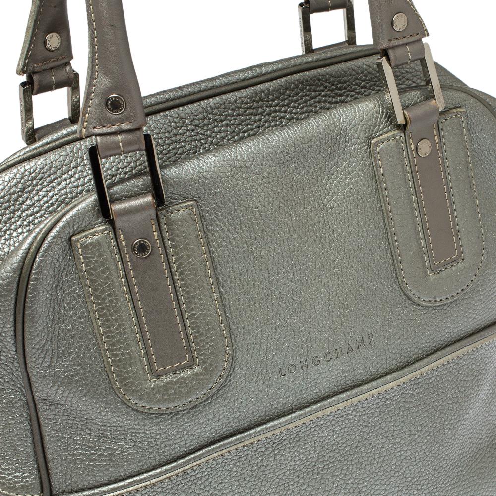 Longchamp Grey Leather Cosmos Satchel 1