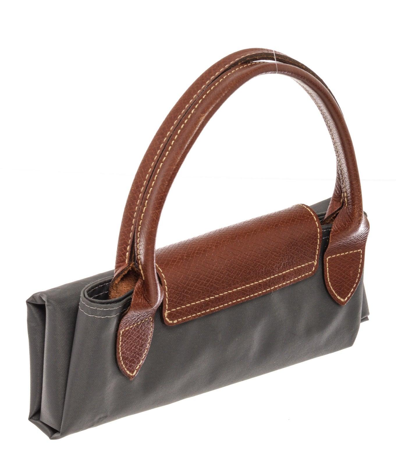 Gray Longchamp Grey Nylon Le Pliage Medium no zipper tote bag For Sale