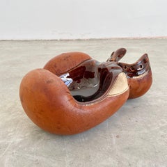 Portaoggetti Longchamp in pelle e ceramica per guantoni da boxe, anni '50 Francia