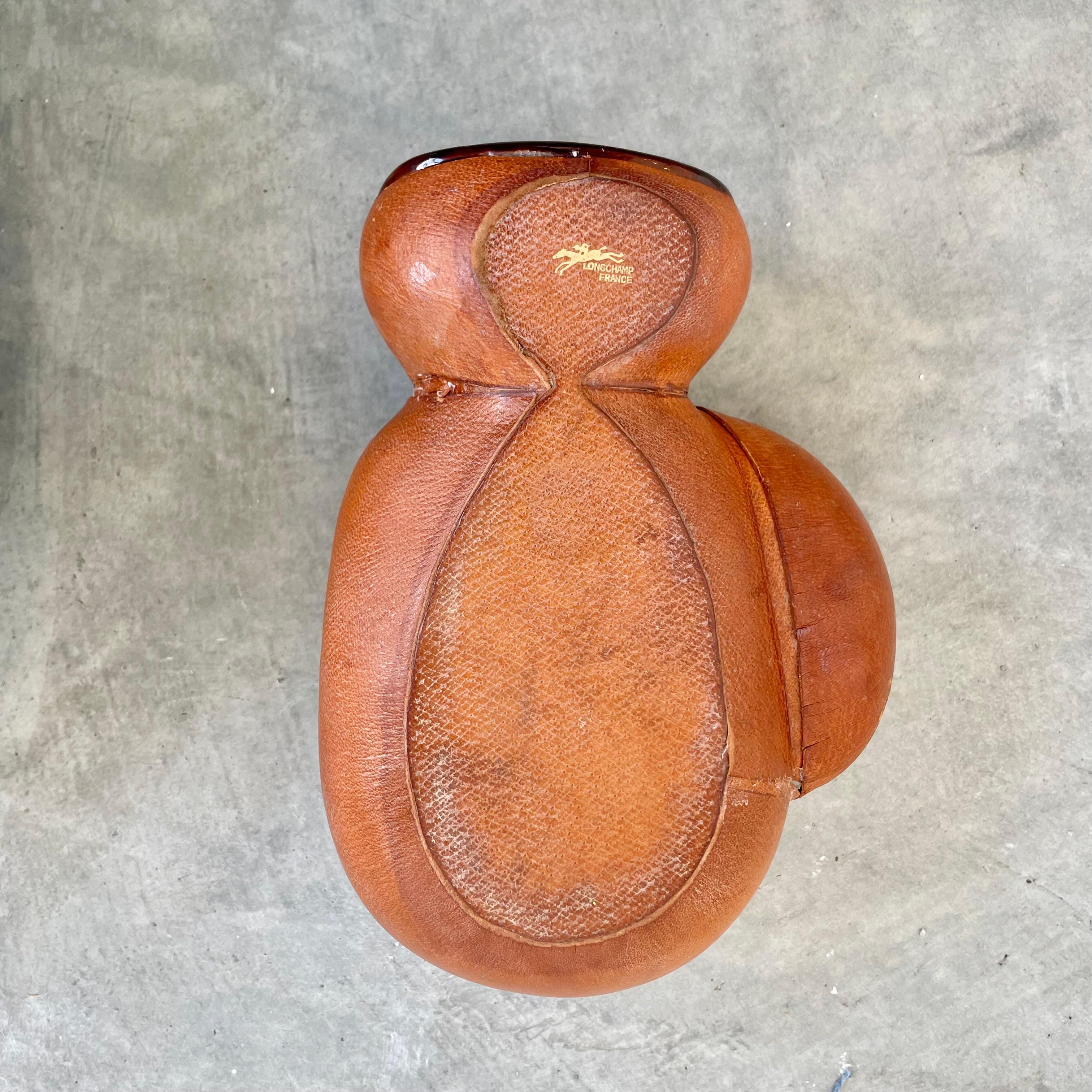 Longchamp Leather and Ceramic Boxing Glove Catchall, 1950s France For Sale 1