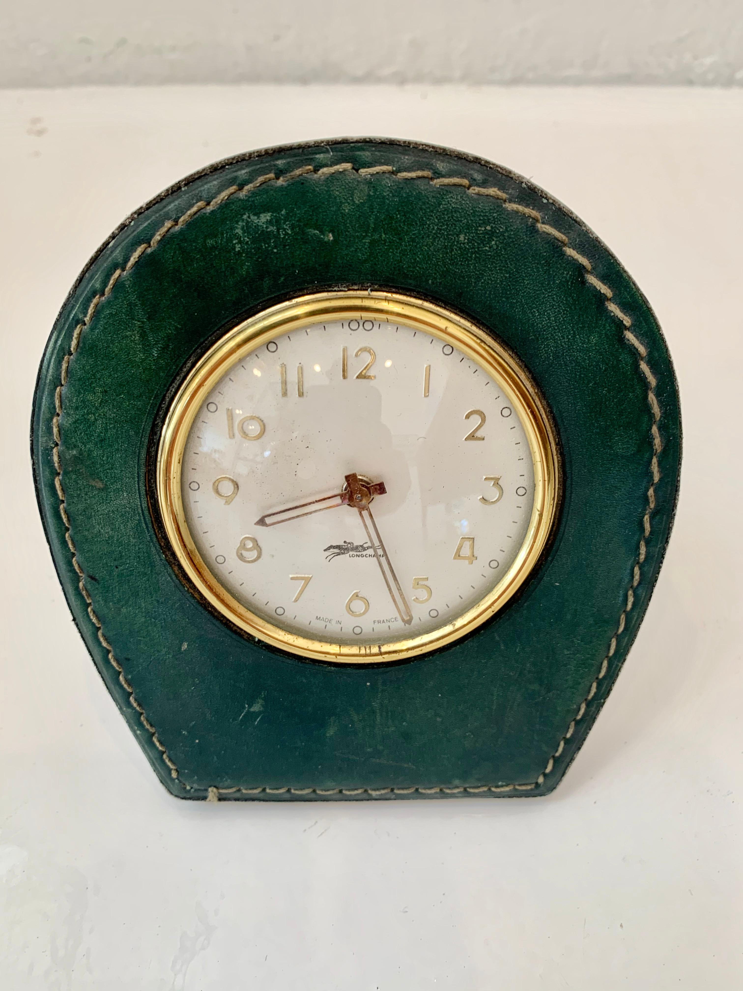 Mid-20th Century Longchamp Leather Clock
