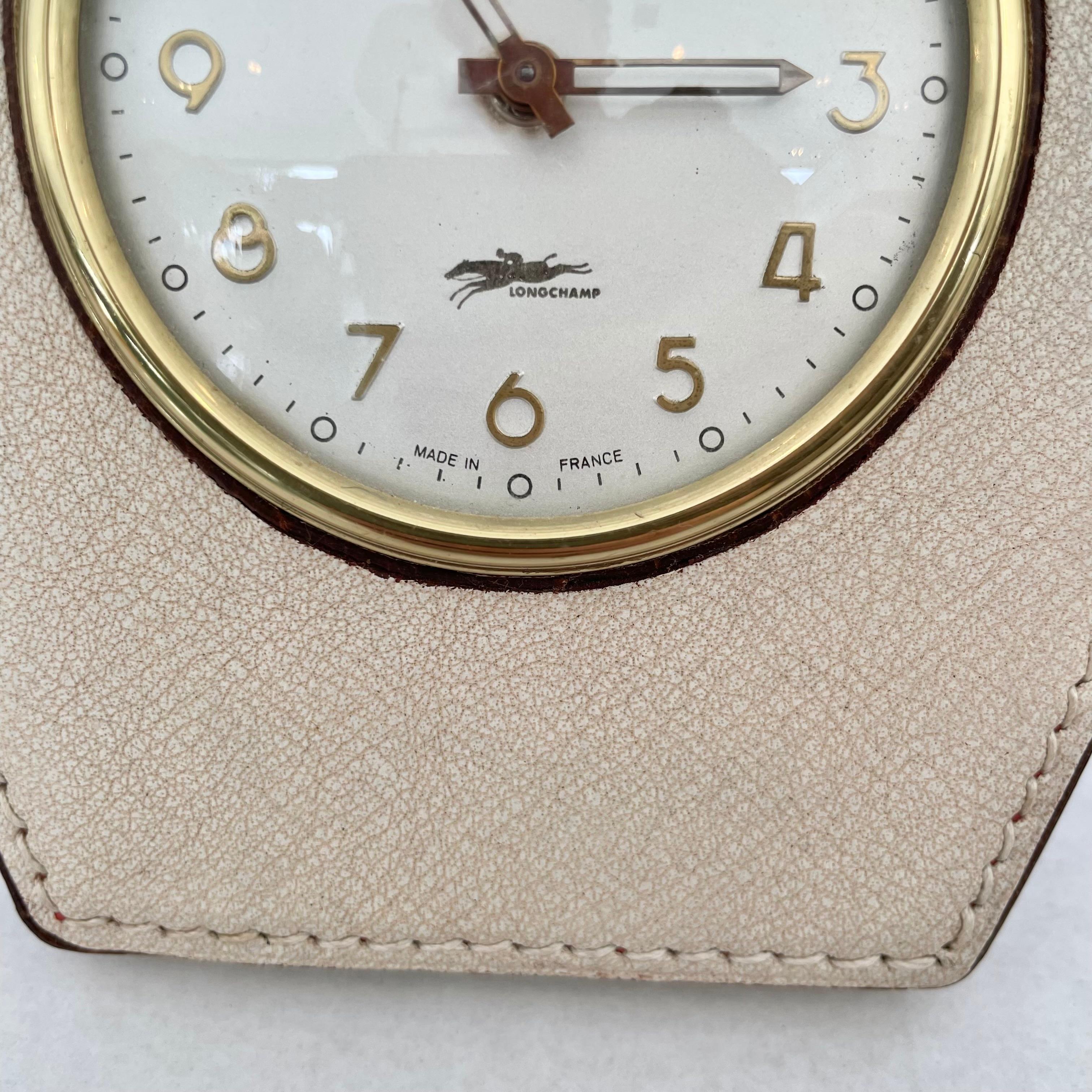 Mid-20th Century Longchamp Leather Clock For Sale