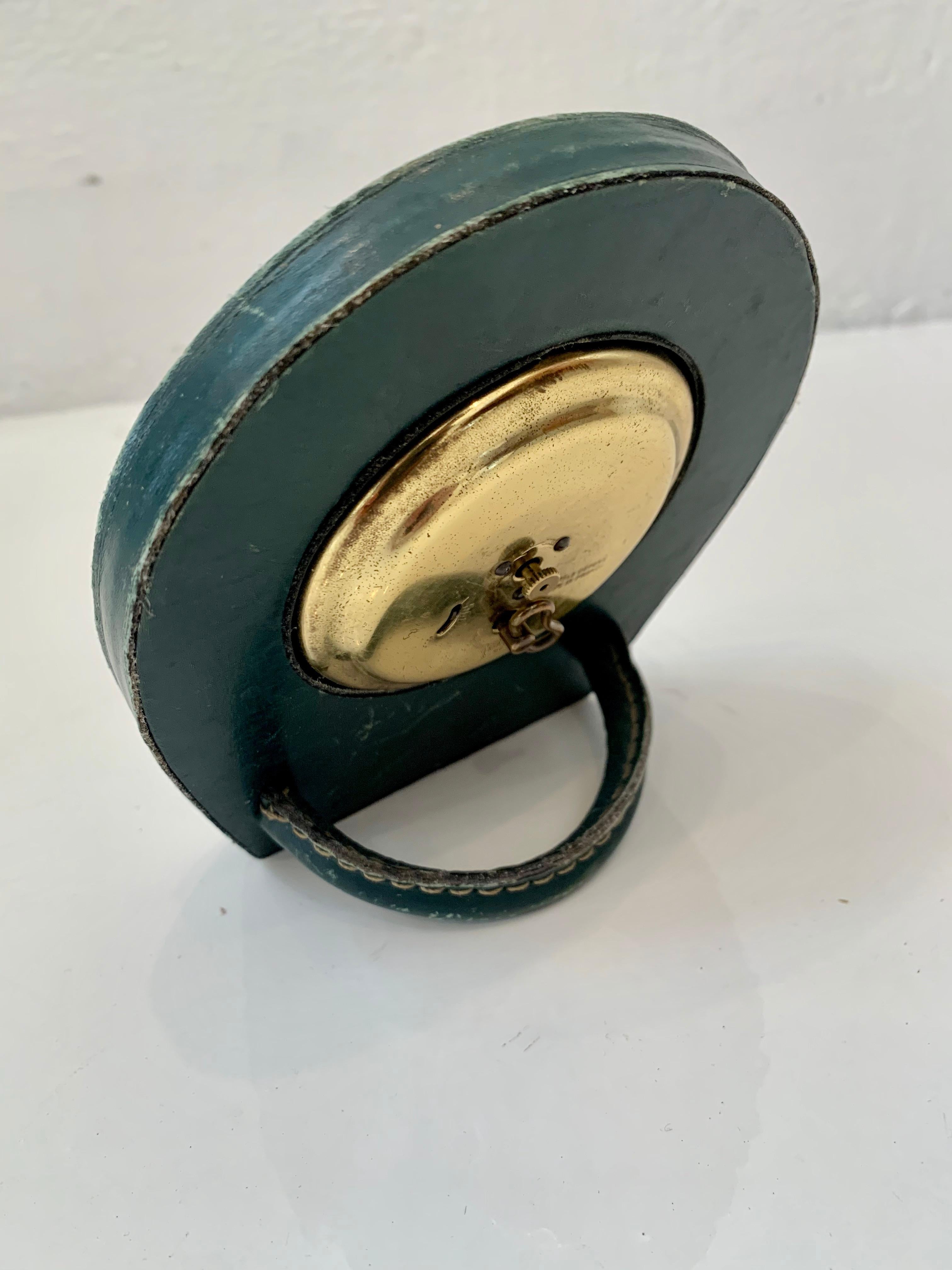 Brass Longchamp Leather Clock