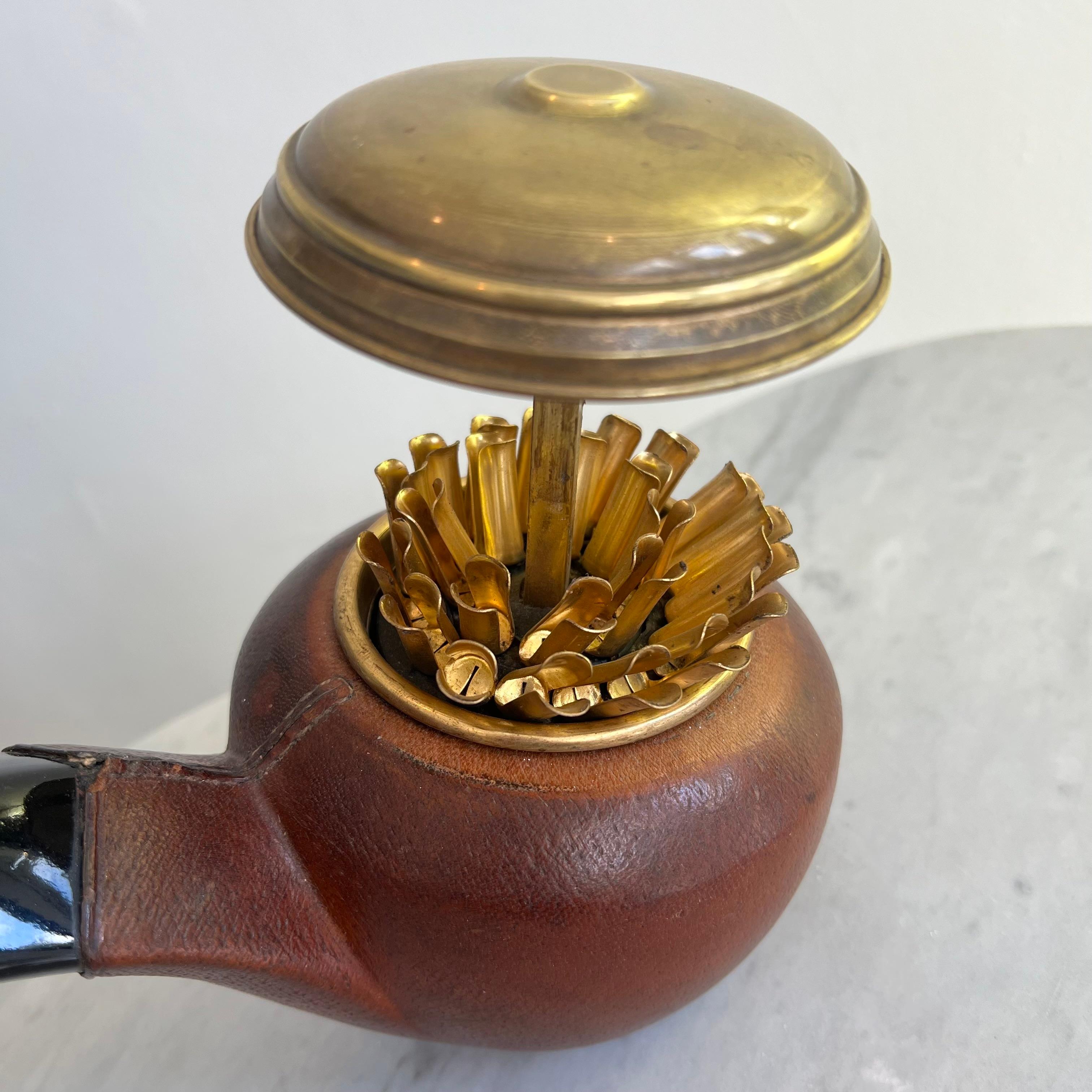 Longchamp Leather Pipe Cigarette Dispenser, 1960s France For Sale 2