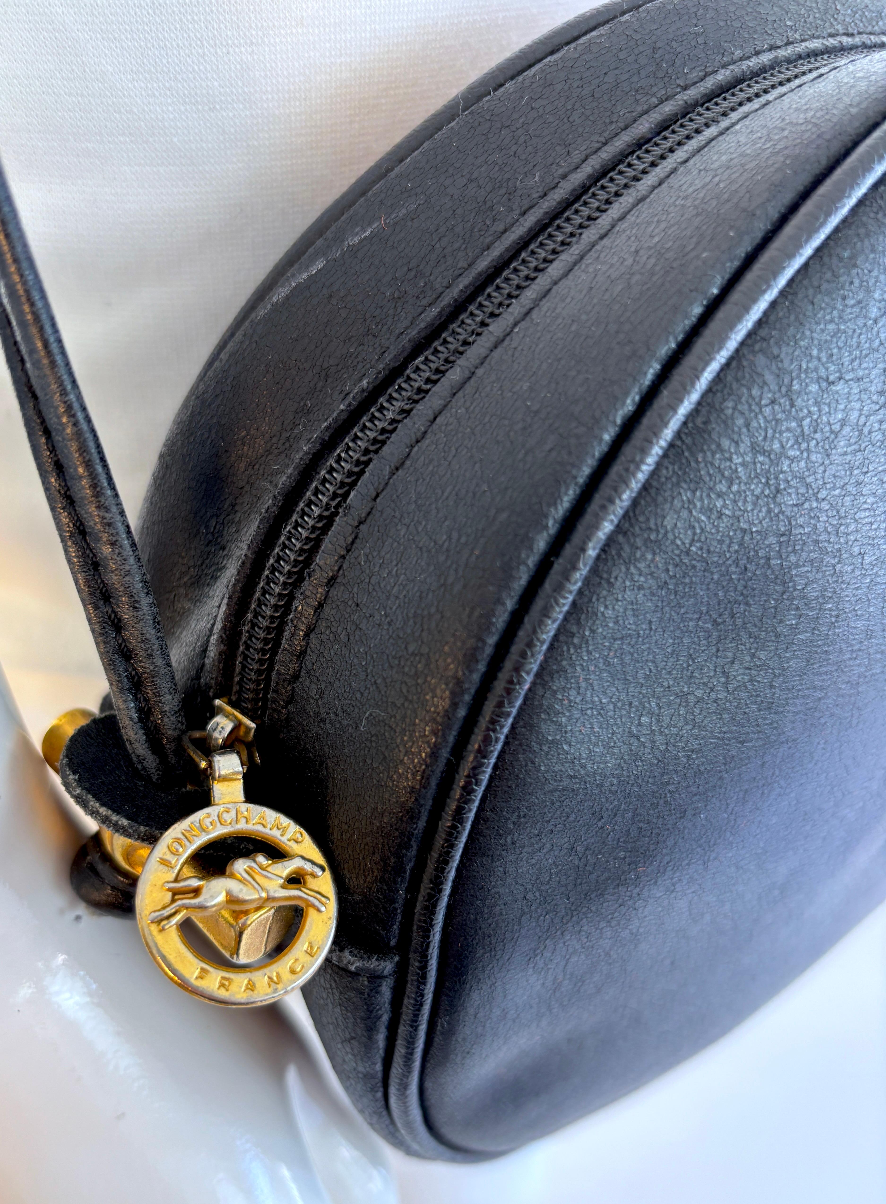 Longchamp Leder-Schulterhandtasche Made in France im Angebot 2