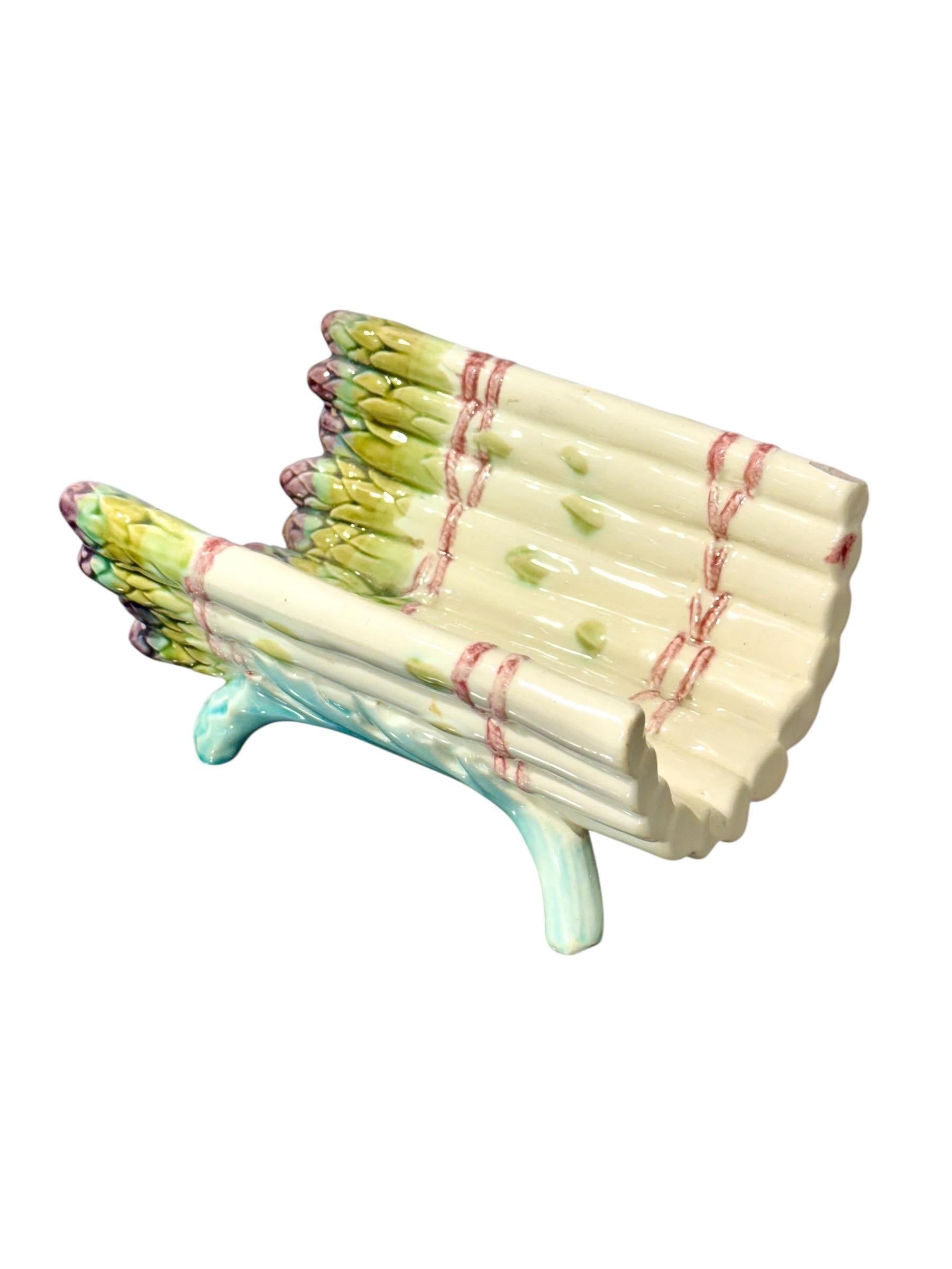 Serveur à asperges avec égouttoir en majolique de Longchamp, fin du 19e siècle en vente 5