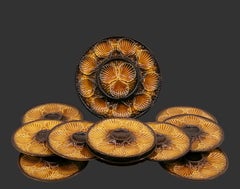 Longchamp Majolica Ceramic Oyster Set, France, 1970s Mid-Century"