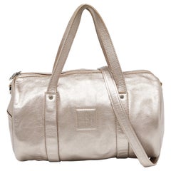 Longchamp Metallic Leather Logo Boston Satchel
