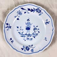 Longchamp Moustiers French Faïence Handgemalte Salat-/Dessertteller, Satz 4