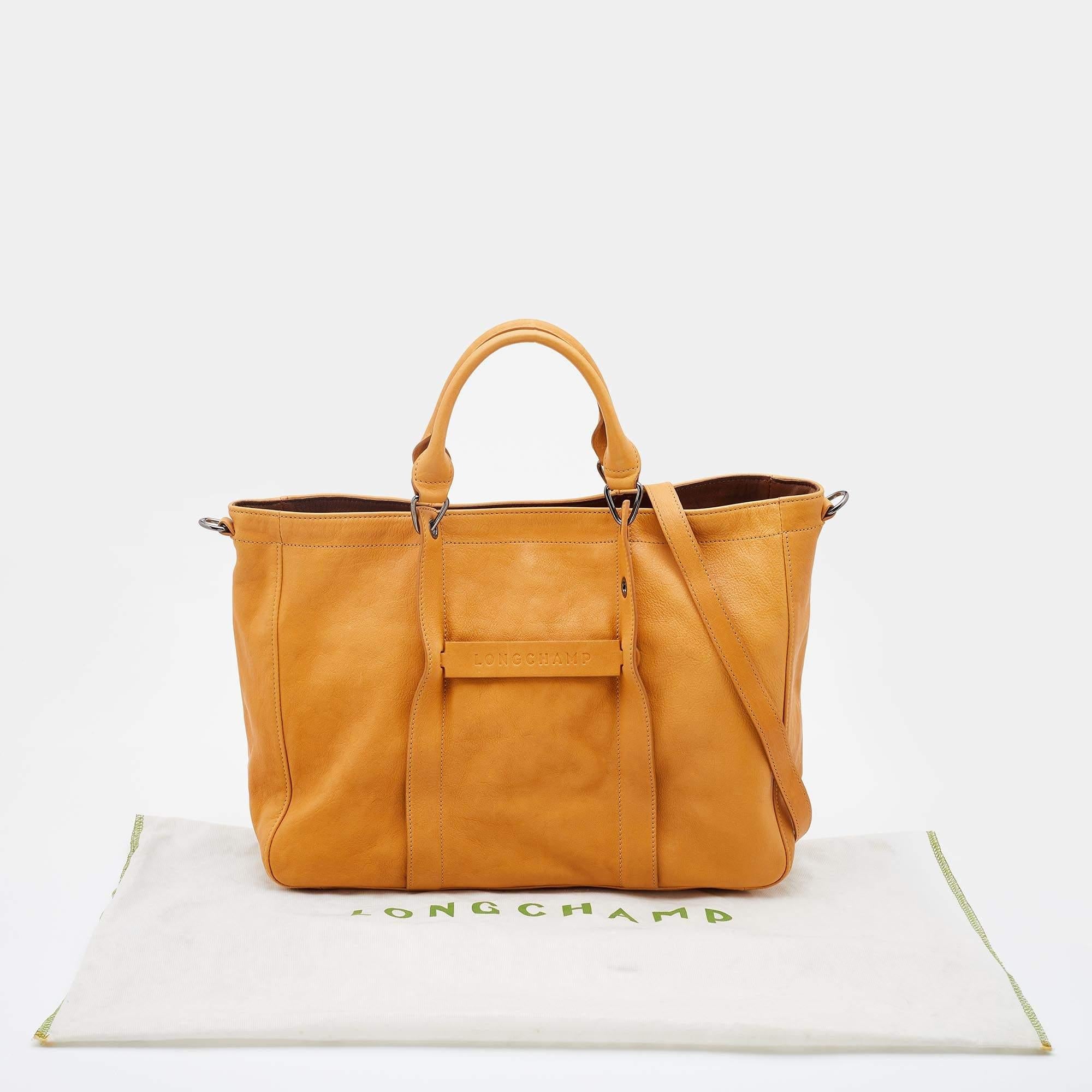 Longchamp Mustard Leather Large 3d Shopper Tote 2