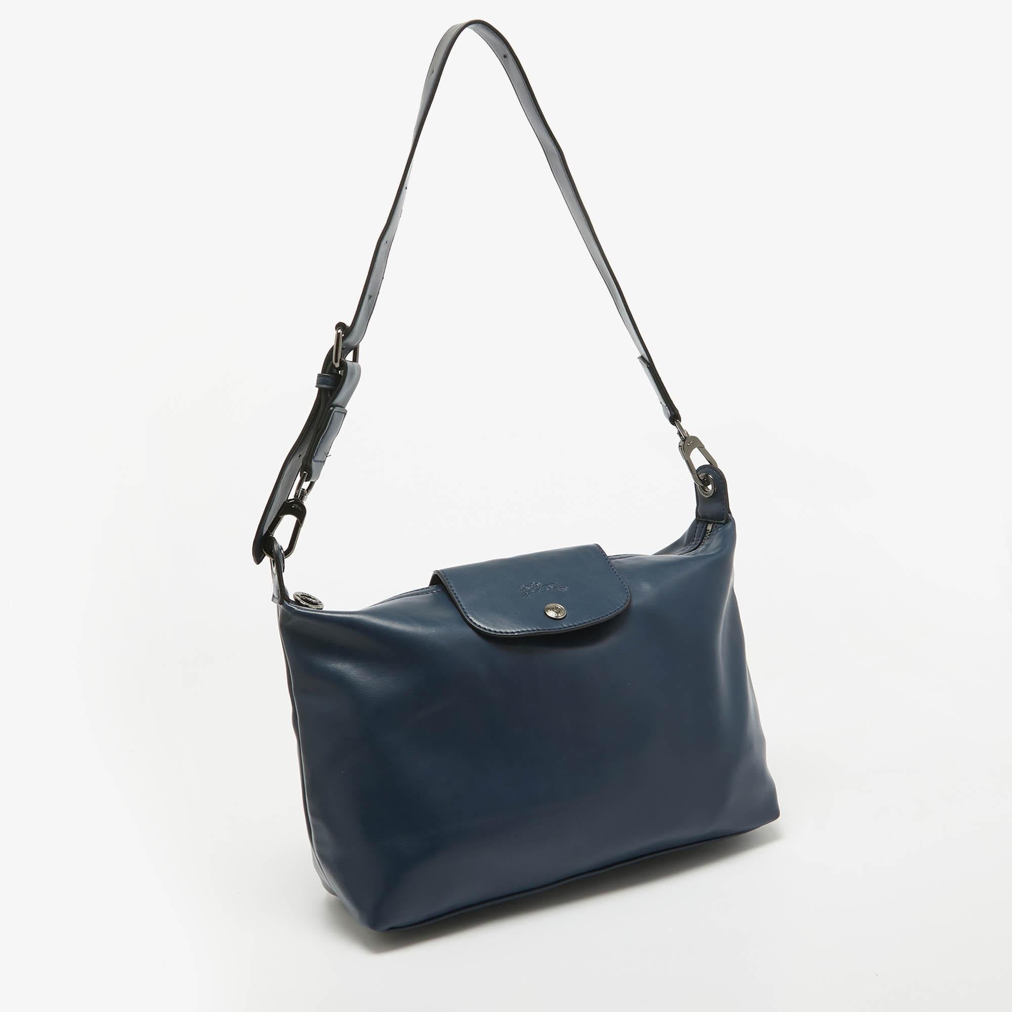 Black Longchamp Navy Blue Leather Le Pliage Xtra Shoulder Bag