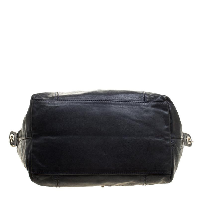 Black Longchamp Navy Blue Leather Small Le Pliage Tote For Sale