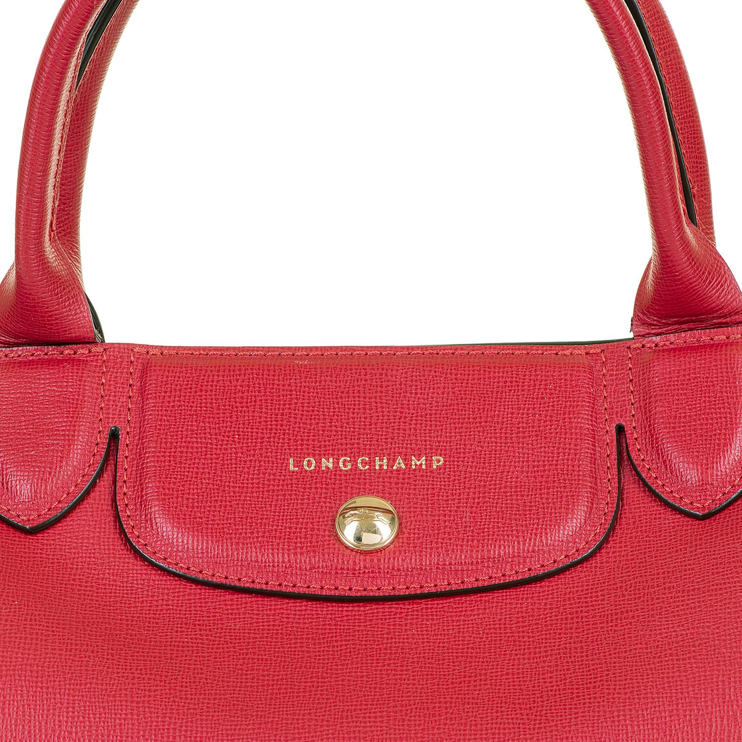 Longchamp of Paris Red Leather Large 'Sac cabas' Cross-body / Shoulder Bag - GHW In Excellent Condition For Sale In London, GB