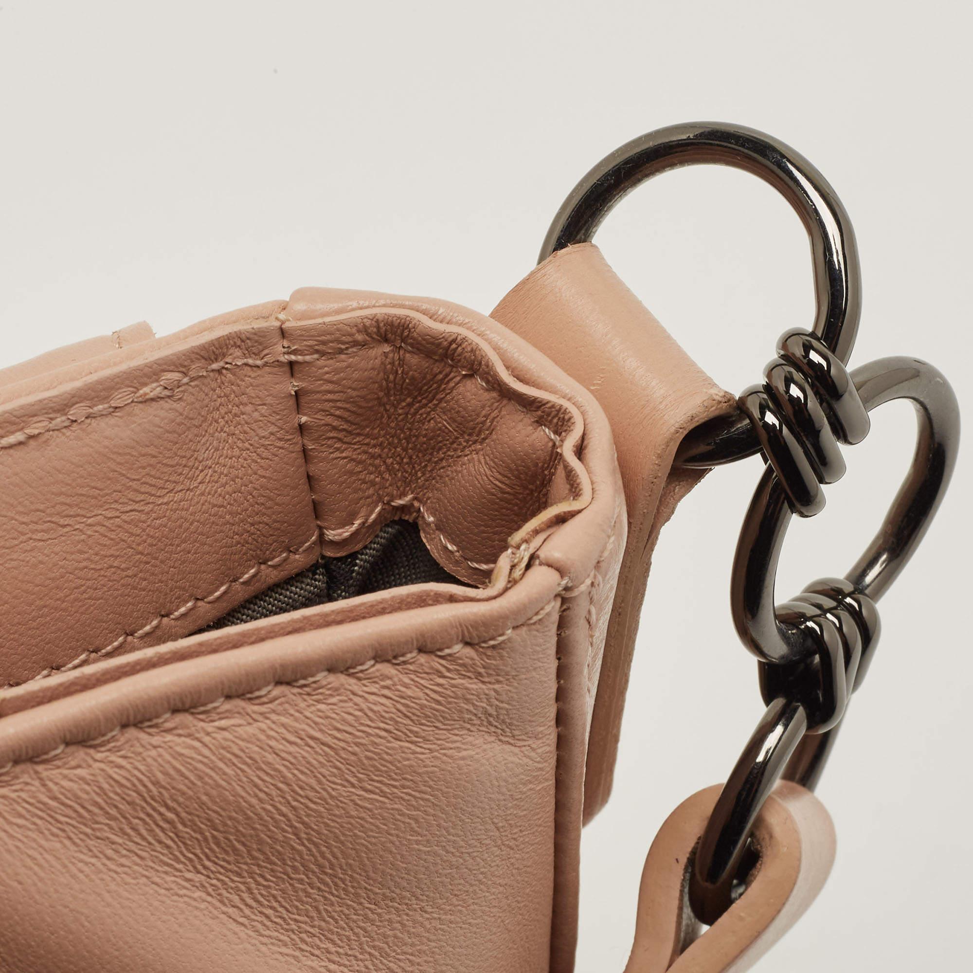 Longchamp Old Rose Leather Studded Cavalcade Flap Crossbody Bag 7