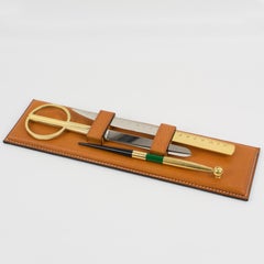 Longchamp 1940s Stitched Leather Desk Set