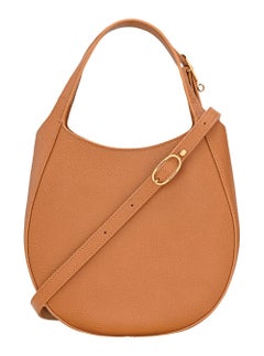 Longchamp Pebbled Leather Shoulder Bag — Brown