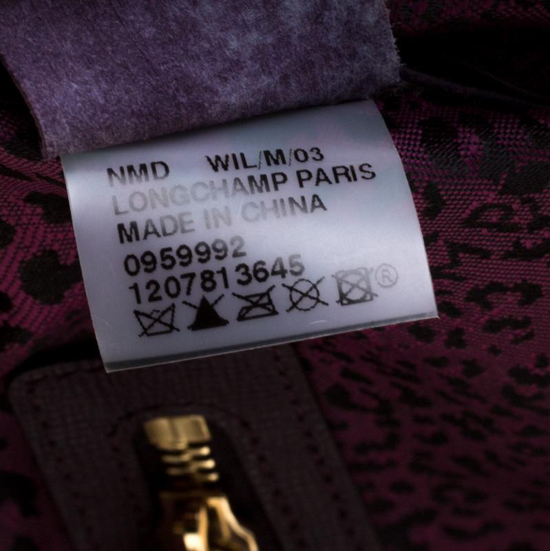 Black Longchamp Purple Leather Le Pliage Heritage Tote