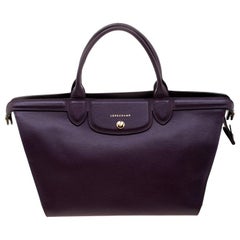 Longchamp Purple Leather Le Pliage Heritage Tote